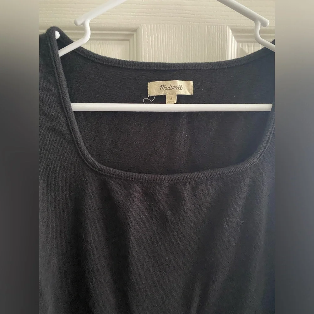 Madewell Black Cotton Square Neck Sleeveless Midi Dress - Picture 2 of 7